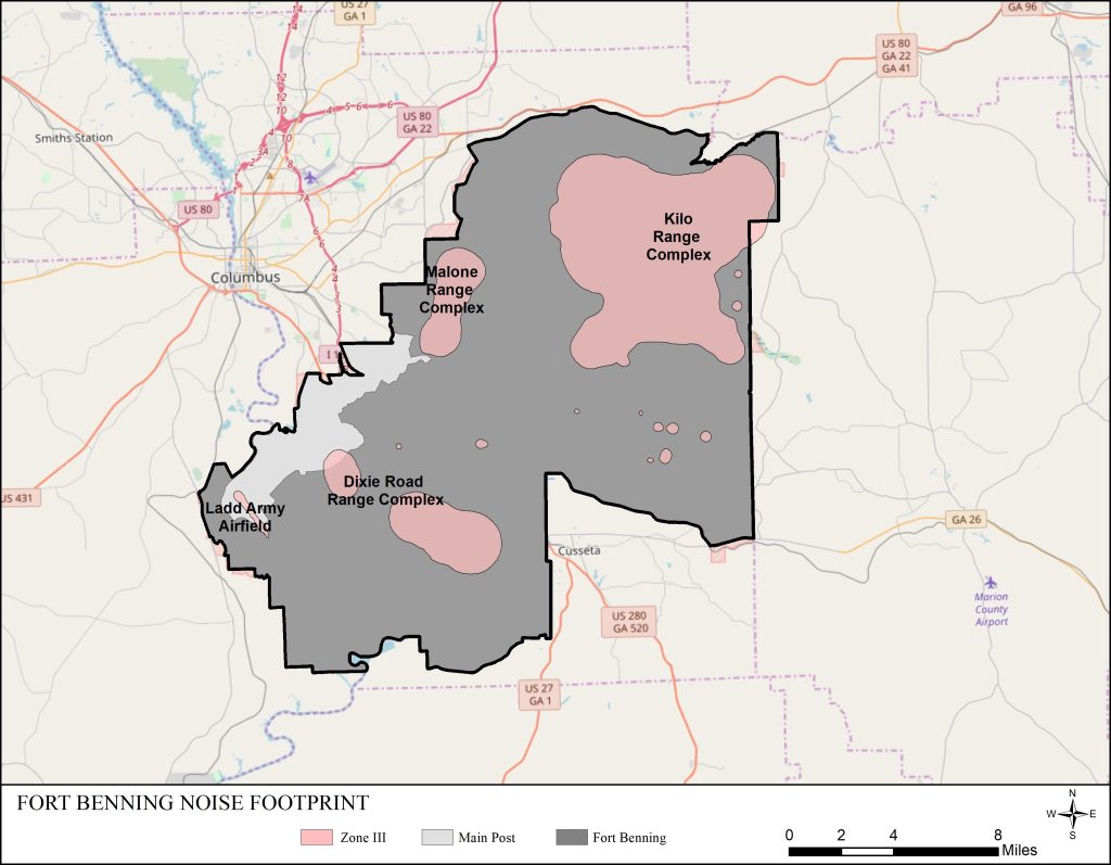 Zone III is the area of highest noise exposure. Sound levels in Noise Zone II are greater than 75 ADNL or 70 CDNL. Noise-sensitive land uses (residential, schools, hospitals) are not compatible in these areas.