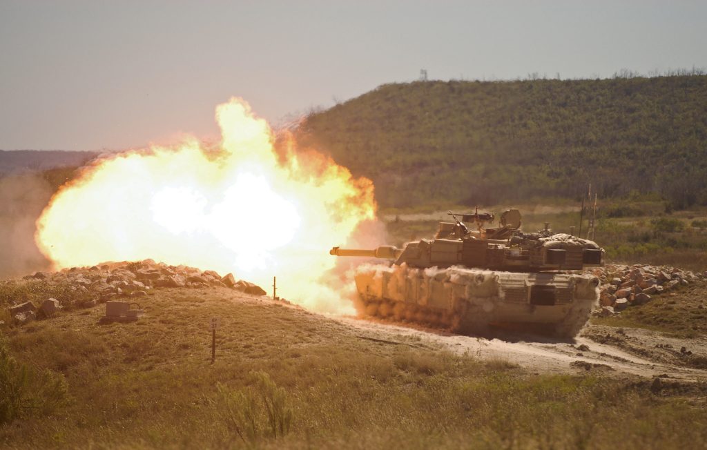 2nd Armored Brigade Combat Team, 1st Cavalry Division M1 Abrams tank during gunnery training at Fort Hood, Texas. (U.S. Army photo by Maj. Adam Weece)