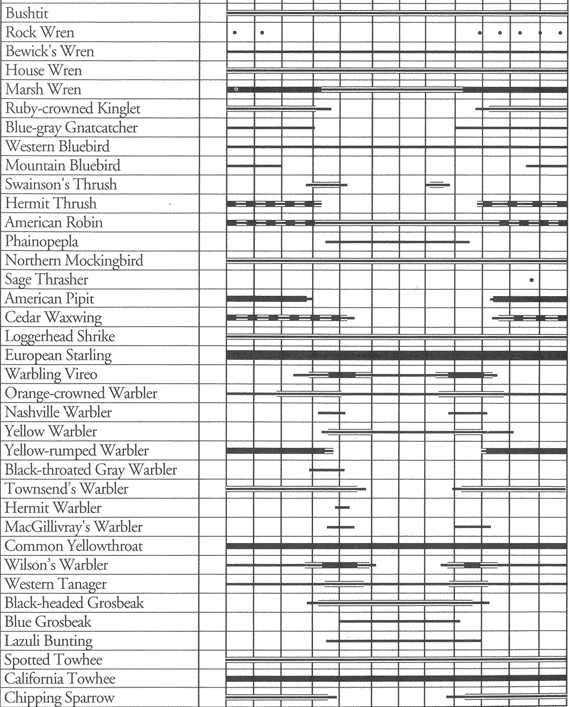 Birds of NWS Seal Beach: Occurrence chart