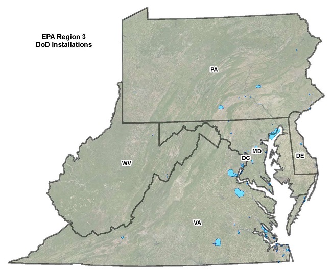 Map of Region 3, including Virginia, West Virginia, Maryland, DC, Delaware, and Pennsylvania.