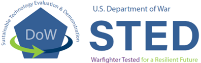 DoW STED Program logo with text “U.S. Department of War STED” and the tagline “Warfighter tested for a resilient future.